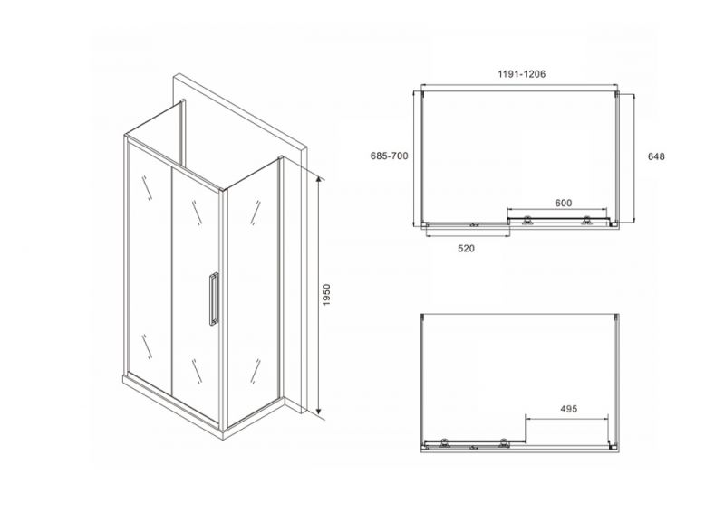 Душевой уголок ABBER Schwarzer Diamant 120x70см чёрный AG30120BH-S70B-S70B
