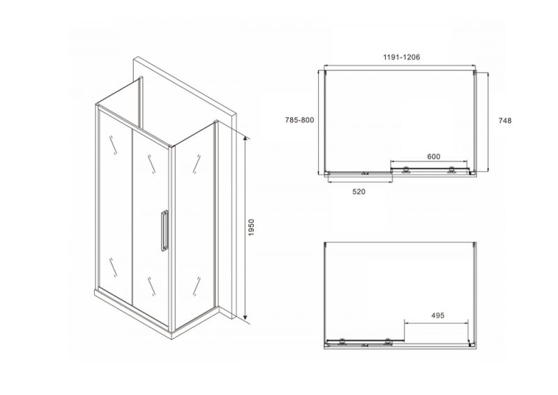 Душевой уголок ABBER Schwarzer Diamant 120x80см чёрный AG30120BH-S80B-S80B