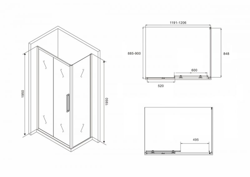 Душевой уголок ABBER Schwarzer Diamant 120x90см чёрный AG30120BH-S90B
