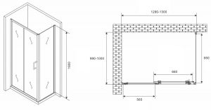 Душевой уголок ABBER Schwarzer Diamant AG301305-S1005 130x100см хром
