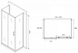 Душевой уголок ABBER Schwarzer Diamant AG30130B-S75B-S75B 130x75см чёрный
