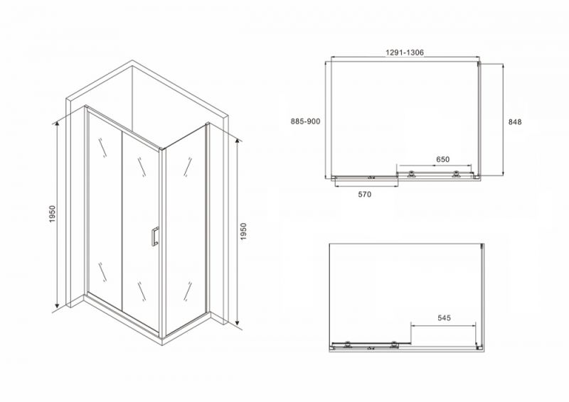 Душевой уголок ABBER Schwarzer Diamant 130x90см чёрный AG30130B-S90B