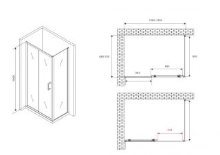 Душевой уголок ABBER Schwarzer Diamant AG30130B5-S70B5 130x70 см профиль чёрный стекло прозрачное