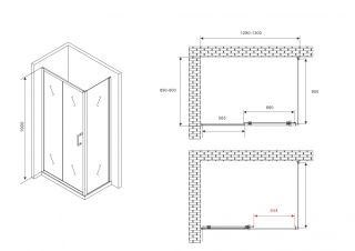 Душевой уголок ABBER Schwarzer Diamant AG30130B5-S90B5 130x90см профиль чёрный стекло прозрачное