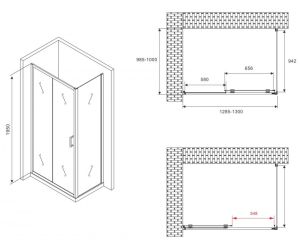 Душевой уголок ABBER Schwarzer Diamant AG30130BMH-S100BM 130x100см чёрный