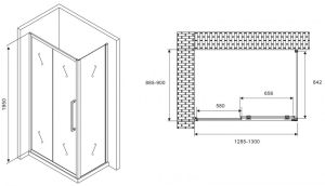 Душевой уголок ABBER Schwarzer Diamant AG30130H-S90 130x90см хром