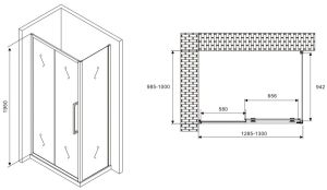 Душевой уголок ABBER Schwarzer Diamant AG30130MH-S100M 130x100см хром