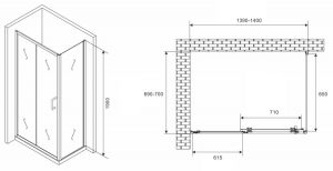 Душевой уголок ABBER Schwarzer Diamant AG301405-S705 140x70см хром