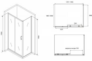 Душевой уголок ABBER Schwarzer Diamant 100x140см AG30140B-S100B