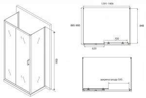 Душевой уголок ABBER Schwarzer Diamant 140x90см AG30140B-S90B-S90B