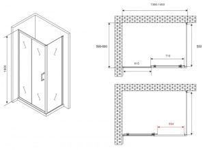 Душевой уголок ABBER Schwarzer Diamant AG30140B5-S60B5 140x60см чёрный