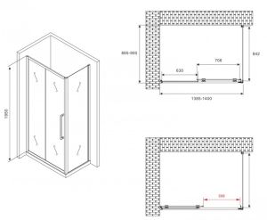 Душевой уголок ABBER Schwarzer Diamant AG30140BMH-S90BM 140x90см чёрный