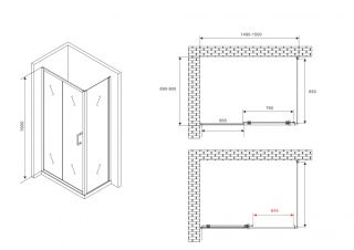 Душевой уголок ABBER Schwarzer Diamant AG30150B5-S90B5 150x90 см профиль чёрный стекло прозрачное