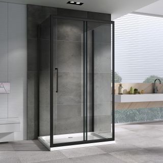 Душевой уголок ABBER Schwarzer Diamant AG30150BH-S85B-S85B 150x85 см профиль чёрный стекло прозрачное