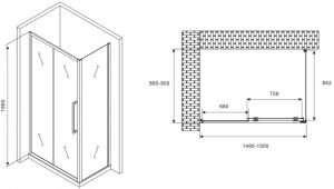Душевой уголок ABBER Schwarzer Diamant AG30150H-S90 150x90см хром
