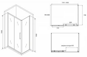 Душевой уголок ABBER Schwarzer Diamant 160x80см AG30160BH-S80B