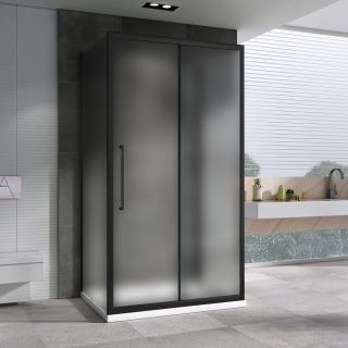 Душевой уголок ABBER Schwarzer Diamant AG30160BMH-S100BM-S100BM 160x100 см профиль чёрный стекло матовое