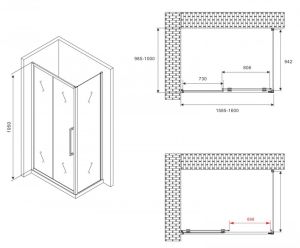 Душевой уголок ABBER Schwarzer Diamant AG30160BMH-S100BM 160x100см чёрный