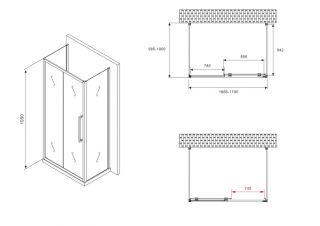 Душевой уголок ABBER Schwarzer Diamant AG30170BMH-S100BM-S100BM 170x100 см профиль чёрный стекло матовое