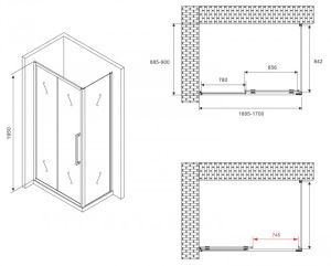 Душевой уголок ABBER Schwarzer Diamant AG30170BMH-S90BM 170x90см чёрный