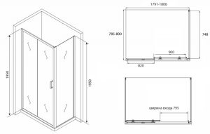 Душевой уголок ABBER Schwarzer Diamant 180x80см AG30180B-S80B