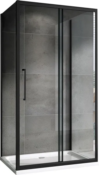 Душевой уголок ABBER Schwarzer Diamant AG30180BH-S85B-S85B 180x85 см профиль чёрный стекло прозрачное
