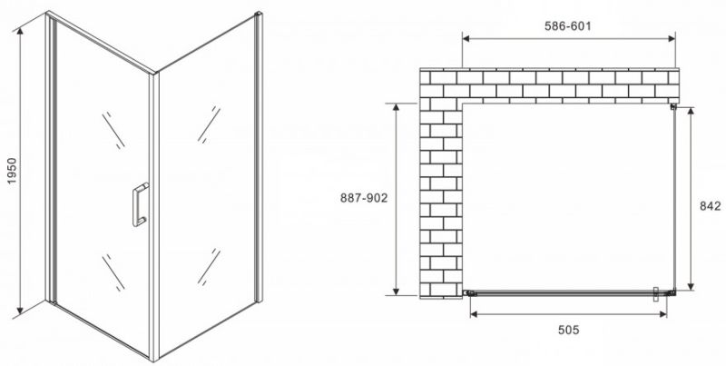 Душевой уголок ABBER Sonnenstrand AG04060M-S90M 60x90см хром