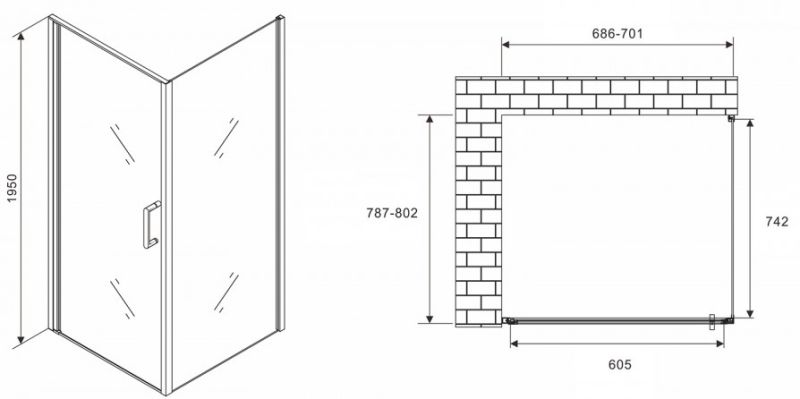 Душевой уголок ABBER Sonnenstrand 70x80см хром AG04070-S80