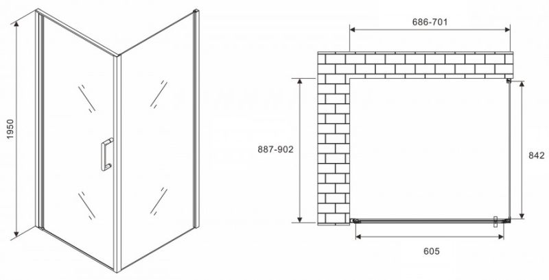 Душевой уголок ABBER Sonnenstrand 70x90см хром AG04070-S90