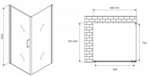 Душевой уголок ABBER Sonnenstrand AG04070M-S80M 70x80см хром