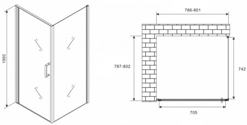 Душевой уголок ABBER Sonnenstrand 80x80см хром AG04080-S80
