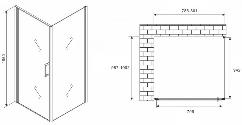 Душевой уголок ABBER Sonnenstrand 80x100см чёрный AG04080B-S100B