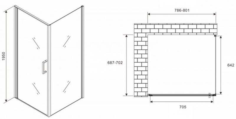 Душевой уголок ABBER Sonnenstrand 80x70см чёрный AG04080B-S70B