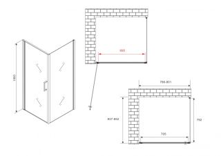 Душевой уголок ABBER Sonnenstrand AG04080B-S85B 80x85 см профиль чёрный стекло прозрачное