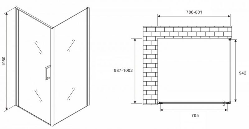 Душевой уголок ABBER Sonnenstrand AG04080M-S100M 100x80см хром