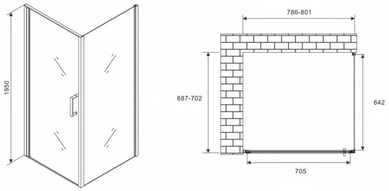 Душевой уголок ABBER Sonnenstrand AG04080M-S70M 80x70см хром