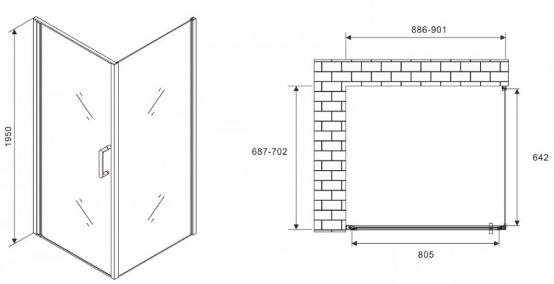 Душевой уголок ABBER Sonnenstrand 90x70см чёрный AG04090B-S70B