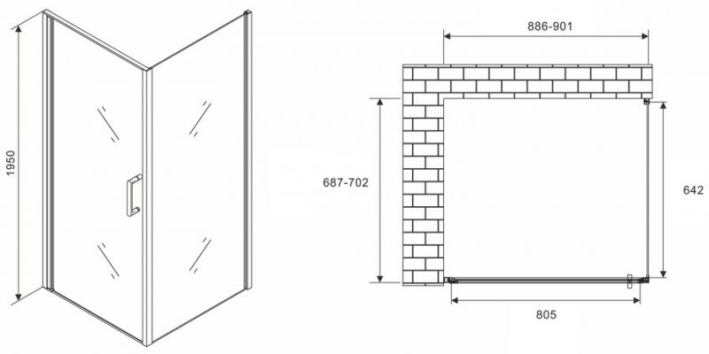 Душевой уголок ABBER Sonnenstrand AG04090M-S70M 90x70см хром