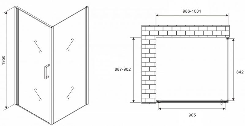 Душевой уголок ABBER Sonnenstrand 100x90см хром AG04100-S90