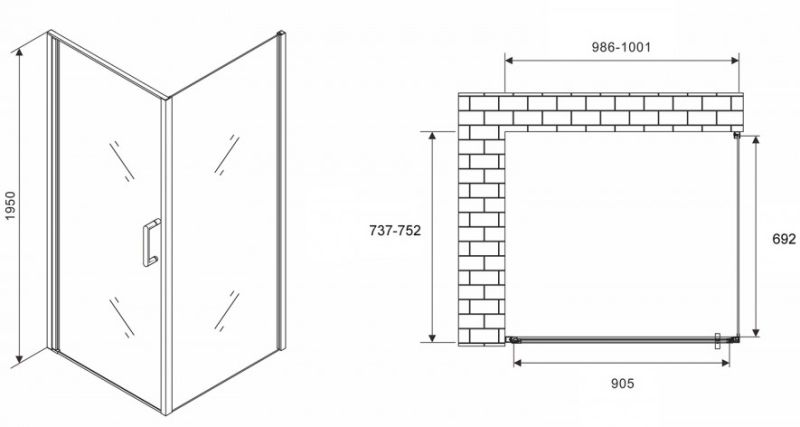 Душевой уголок ABBER Sonnenstrand AG04100B-S75B 100x75см чёрный