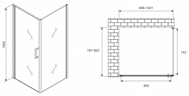 Душевой уголок ABBER Sonnenstrand 100x80см чёрный AG04100B-S80B