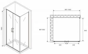 Душевой уголок ABBER Sonnenstrand 100x90см чёрный AG04100BC-S90B