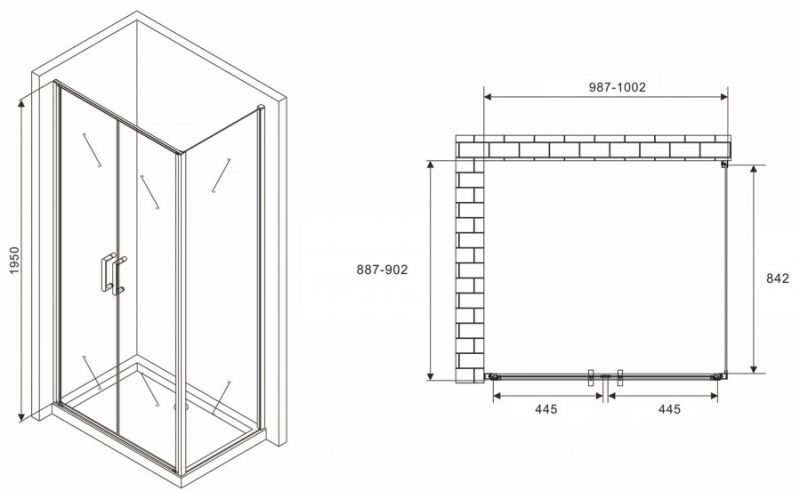 Душевой уголок ABBER Sonnenstrand 100x90см чёрный AG04100BC-S90B