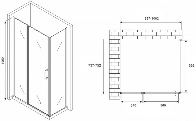 Душевой уголок ABBER Sonnenstrand AG04100BS-S75B 100x75см чёрный