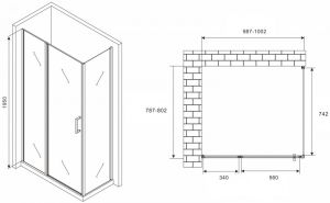 Душевой уголок ABBER Sonnenstrand 100x80см чёрный AG04100BS-S80B
