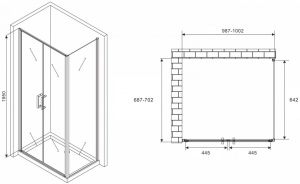 Душевой уголок ABBER Sonnenstrand 100x70см хром AG04100C-S70