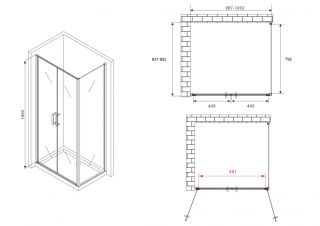Душевой уголок ABBER Sonnenstrand AG04100C-S85 100x85 см профиль хром стекло прозрачное
