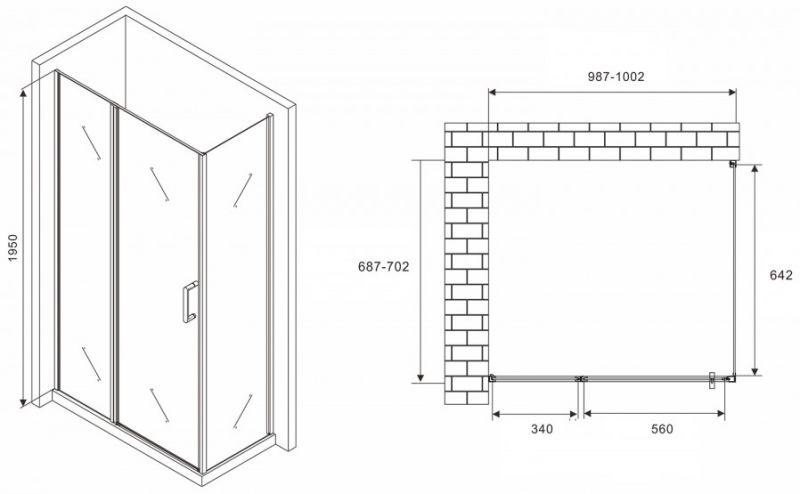 Душевой уголок ABBER Sonnenstrand AG04100MS-S70M 100x70см хром