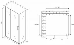 Душевой уголок ABBER Sonnenstrand AG04100MS-S75M 100x75см хром