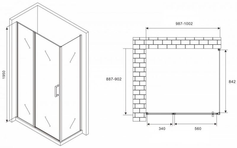 Душевой уголок ABBER Sonnenstrand AG04100MS-S90M 100x90см хром